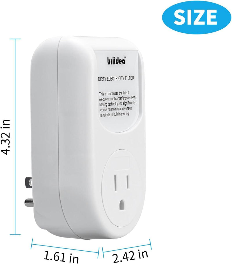 Briidea Dirty Electricity Filters Reduce High-Frequency Noise Caused by Electronic Devices, Provides a Stable and Clean Power Supply for You, Extend the Lifespan of Electric Device, White
