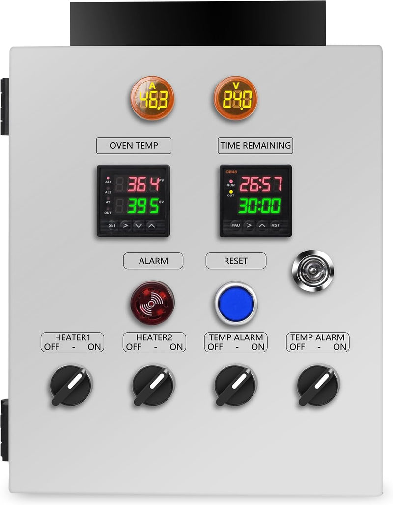 Briidea Control Panel for Powder Coating Oven (240V 50A), Precisely Control Temperature and Time with Dual-line PID Controller, Heating Element up 12000 Watt, Temperature Probe Withstand up to 900°F