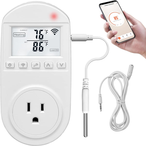 New 2023! Smart WiFi Heating Cooling Temperature Controlled Outlet, Briidea Thermostat Outlet Compatible with Alexa, Google Assistant, Ideal for Household, Greenhouse, Reptile, Incubator, 110V 16A