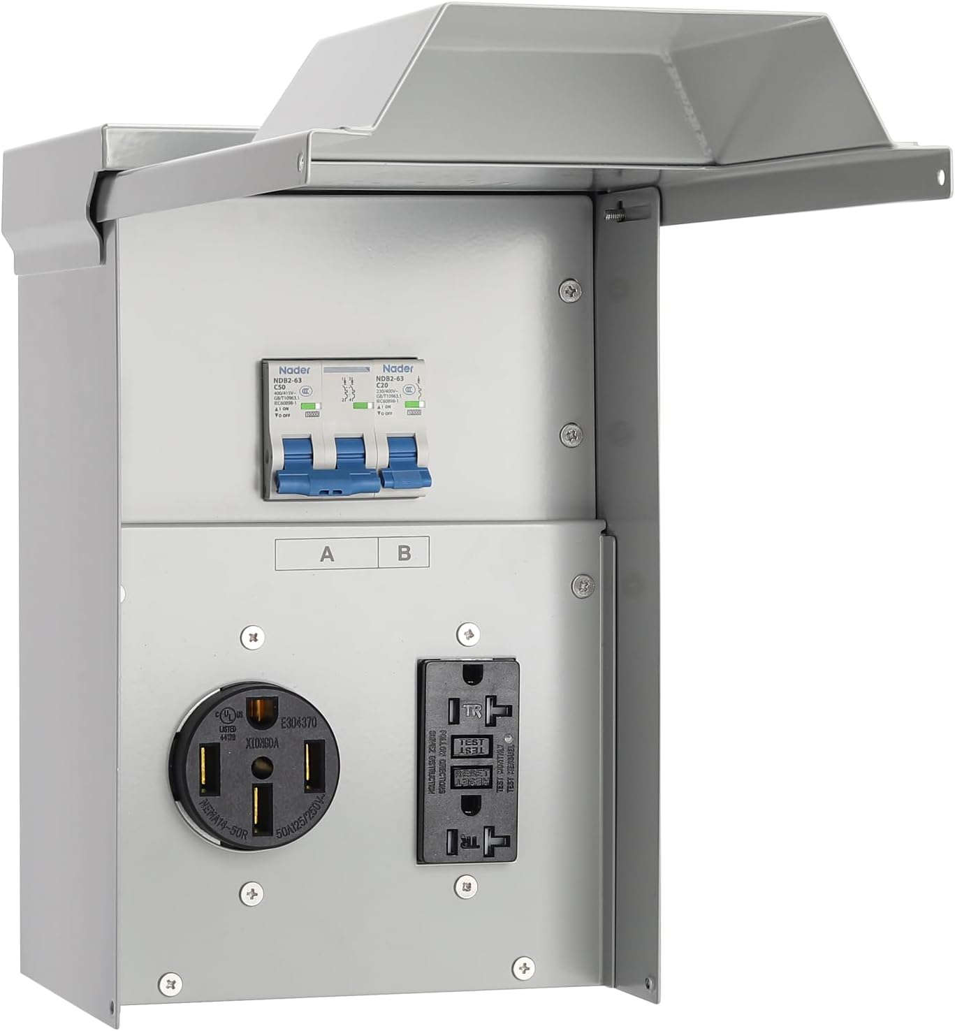 briidea Temporary Power Outlet Panel, RV Panel Outlet with a 20, 50 Am