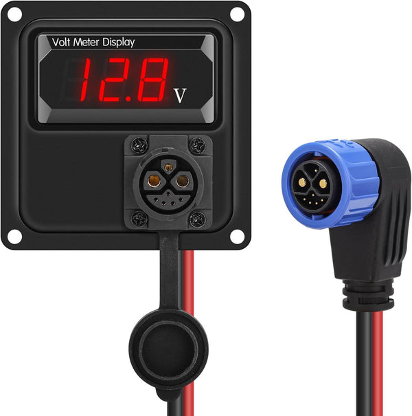 Battery Trolling Plug 12V/24V DC to DC Connector, Briidea Trolling Motor Plug with Battery Voltage Meter (8-30V), Easier Operation, Superior Anti-rust and Corrosion for Freshwater and Saltwater