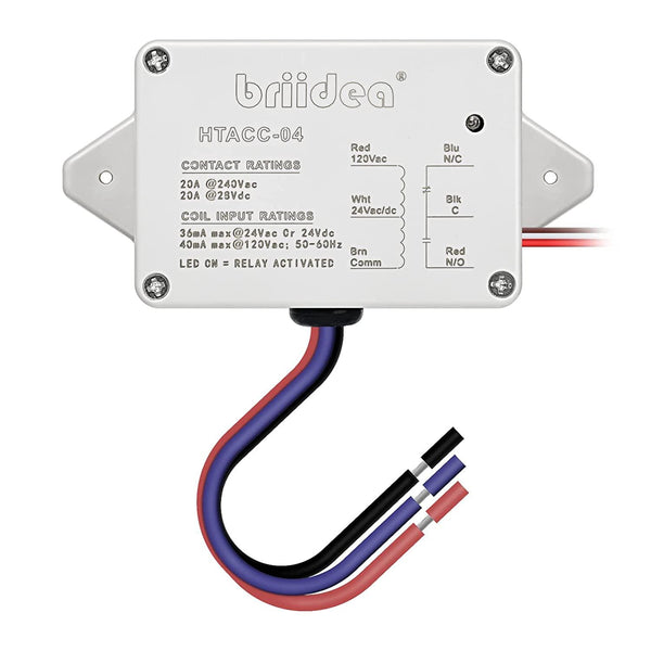 Enclosed Power Control Relay, Briidea 20 Amp SPDT Power Relay with 24 VAC/DC/120 VAC Coil, for HVAC, Duct Booster Fan