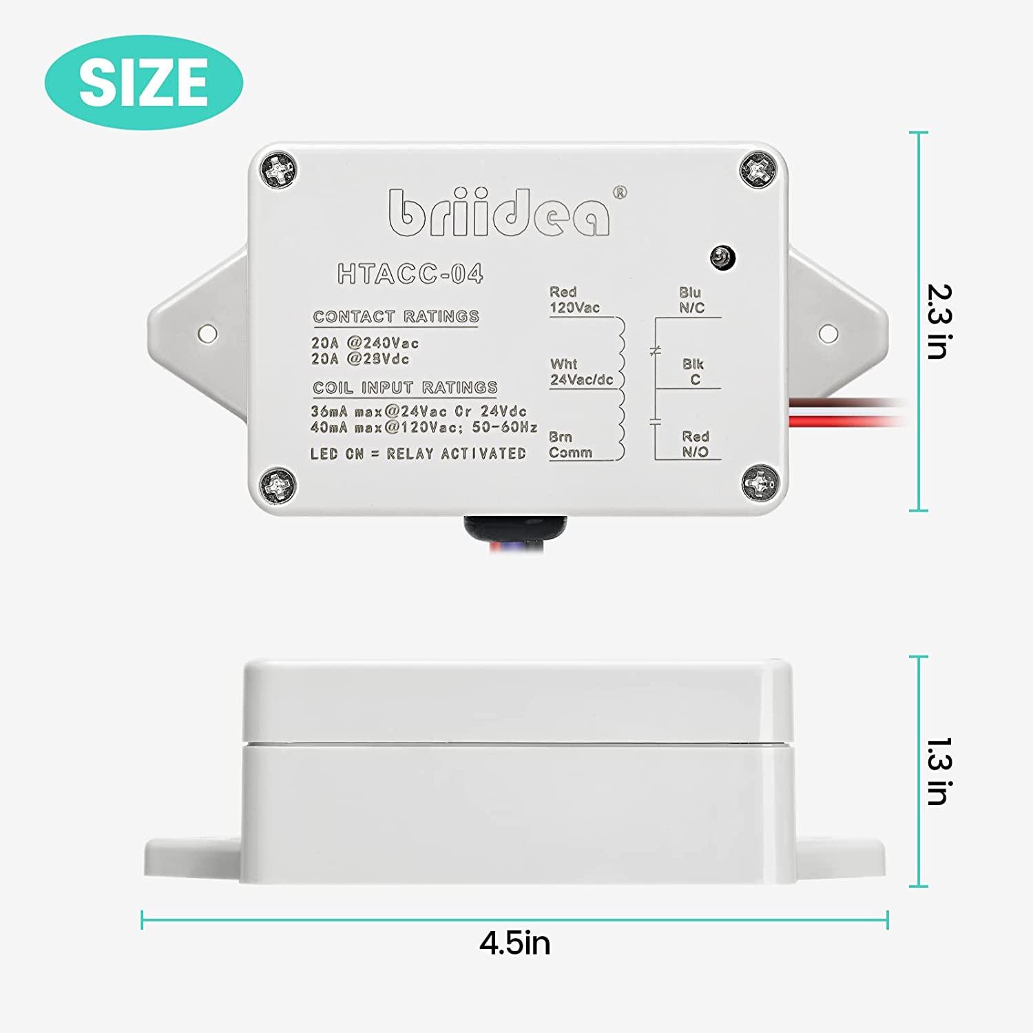 Enclosed Power Control Relay, Briidea 20 Amp SPDT Power Relay with 24 VAC/DC/120 VAC Coil, for HVAC, Duct Booster Fan