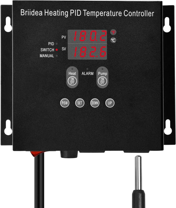 Briidea Heating PID Temperature Controller, -40℉~302℉/-40℃~150℃, Independent Pump Control, Pre-Wired Digital Home Brewing Controller, P/S/M Three Modes, Precise Temperature Setting & Adjustment