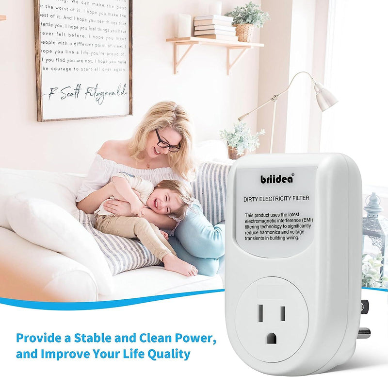 Briidea Dirty Electricity Filters Reduce High-Frequency Noise Caused by Electronic Devices, Provides a Stable and Clean Power Supply for You, Extend the Lifespan of Electric Device, White