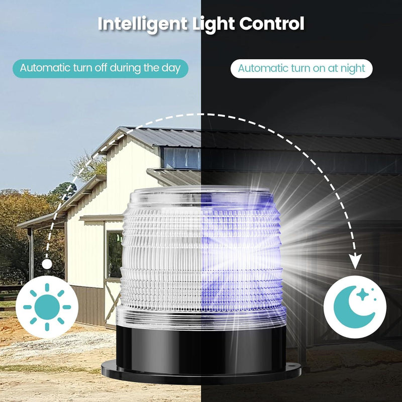 Night Predator Deterrent, Briidea Solar Predator Control Light with Batteries, 360° Highlighting LED Bright to 1.6KM Away, Automatic Turn On at Night, Protect Crops and Poultry