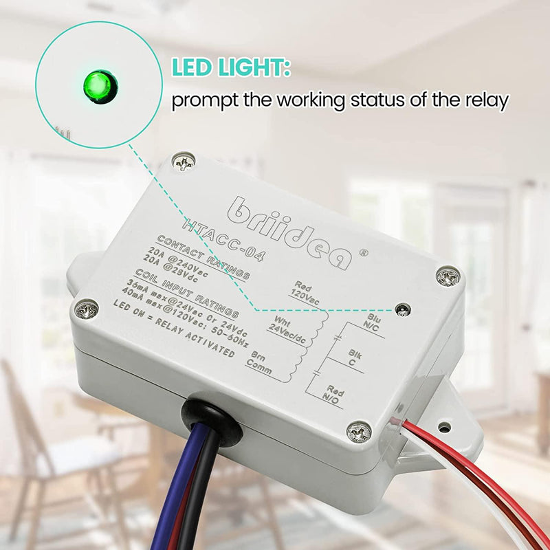 Enclosed Power Control Relay, Briidea 20 Amp SPDT Power Relay with 24