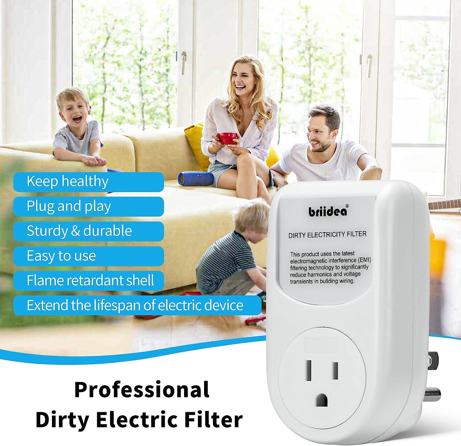 Briidea Dirty Electricity Filters Reduce High-Frequency Noise Caused by Electronic Devices, Provides a Stable and Clean Power Supply for You, Extend the Lifespan of Electric Device, White