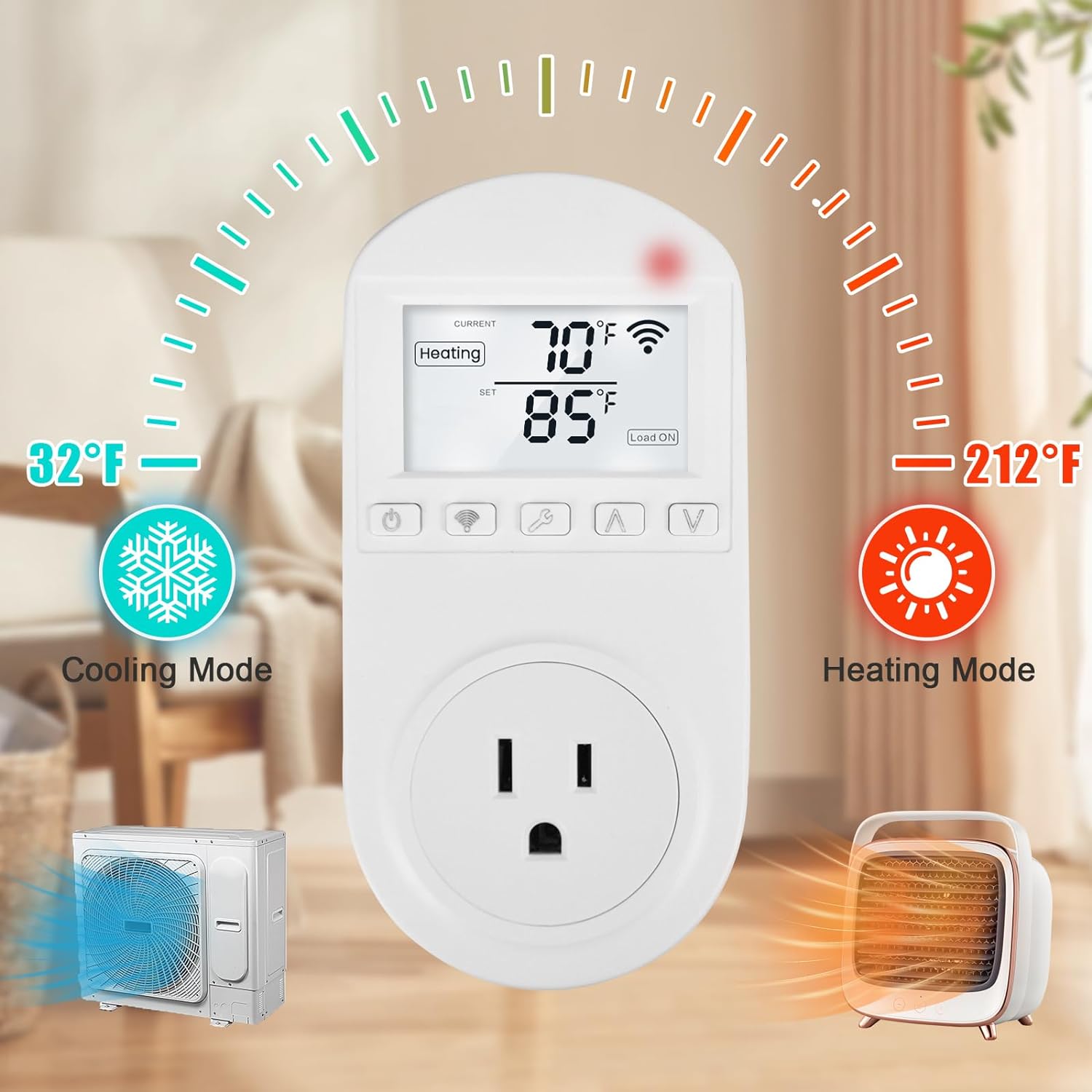 New 2023! Smart WiFi Heating Cooling Temperature Controlled Outlet, Briidea Thermostat Outlet Compatible with Alexa, Google Assistant, Ideal for Household, Greenhouse, Reptile, Incubator, 110V 16A