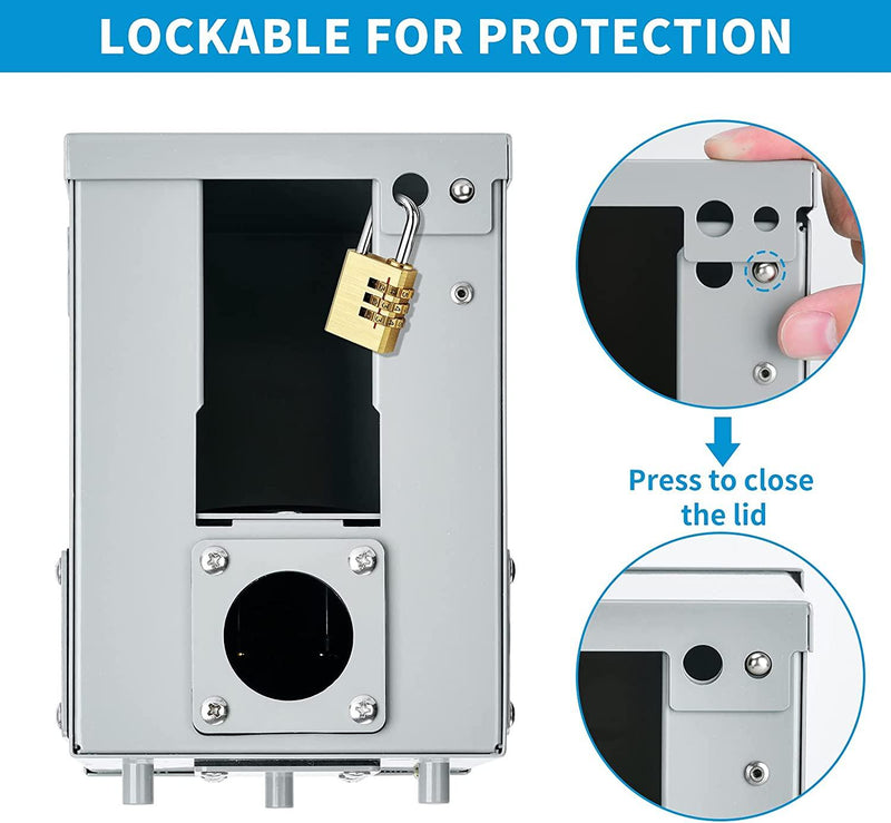 50 Amp RV Power Outlet Box, 125/250 Volt NEMA 14-50R RV Receptacle, Enclosed Weatherproof Lockable Outdoor Electrical Panel Outlet for RV Camper Travel Trailer Electric Car