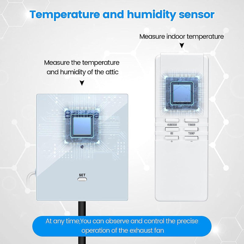 briidea Exhaust Fan Remote Control Kit, Attic Fan Thermostat Control K