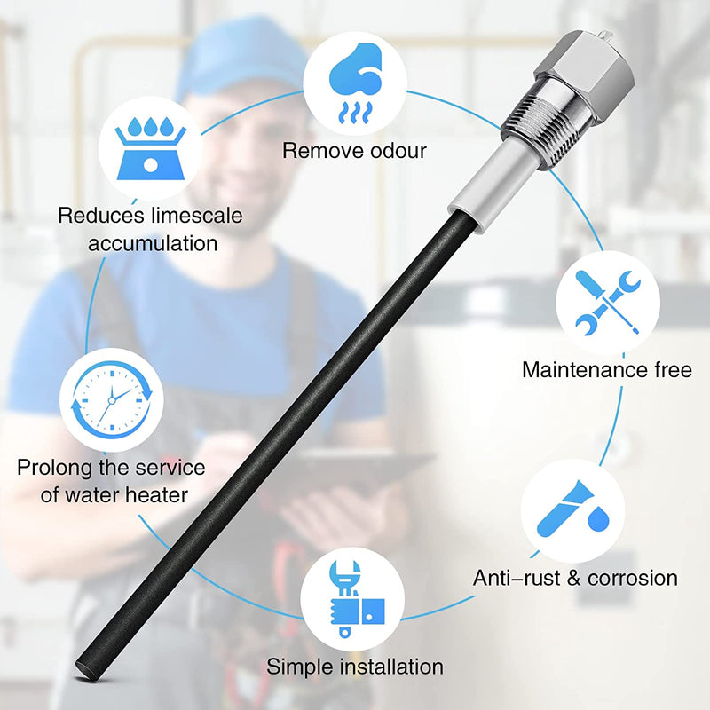 Powered Anode Rod, Briidea Water Heater Anode Rod Compatible with Bradford White Water Heater, Say Goodbye to Rotten Egg Smell within 24 hours, Anti- Rust and Corrosion