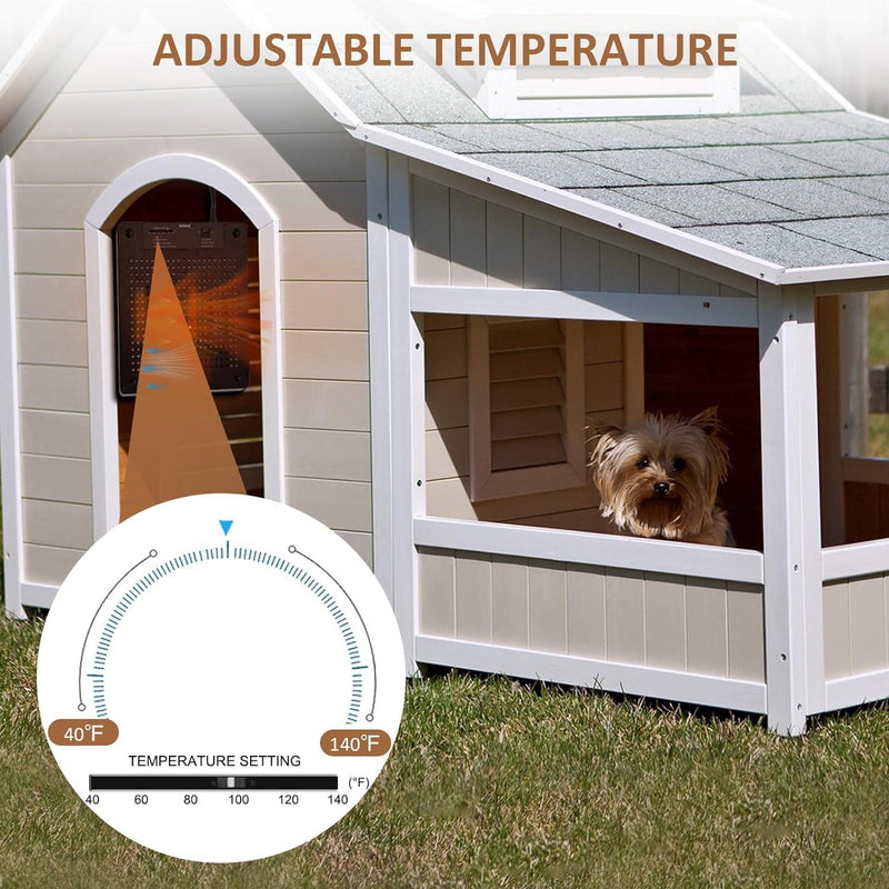 Briidea 140W Dog House Heater, 40℉-140℉ Adjustable Temperature & Anti Chew Cord, Ultra-Quiet & Ultra-Thin Design, Heater for Chicken Coops, Rabbit Cages, Cat House, Keep Your Pets Warm in Winter