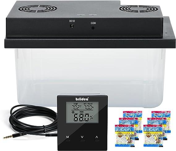 Briidea Electric Humidifiers for Cabinet (10-50 Cubic Ft.), 60% RH~80% RH Humidity Setting Values, Perfect Monitoring Temperature and Humidity, 12V Adapter Power Supply