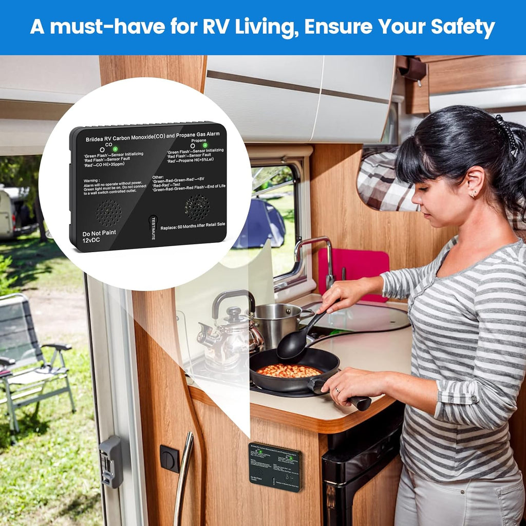 RV Carbon Monoxide & Propane Gas Alarm, Briidea Dual LP/CO Alarm with