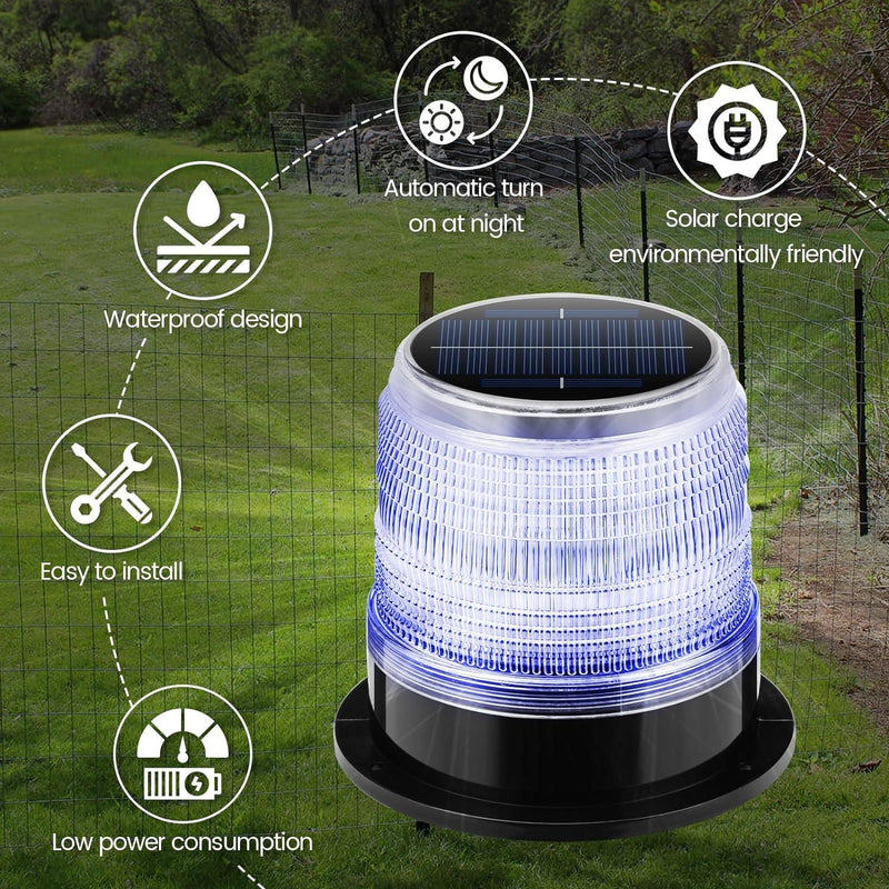 Night Predator Deterrent, Briidea Solar Predator Control Light with Batteries, 360° Highlighting LED Bright to 1.6KM Away, Automatic Turn On at Night, Protect Crops and Poultry