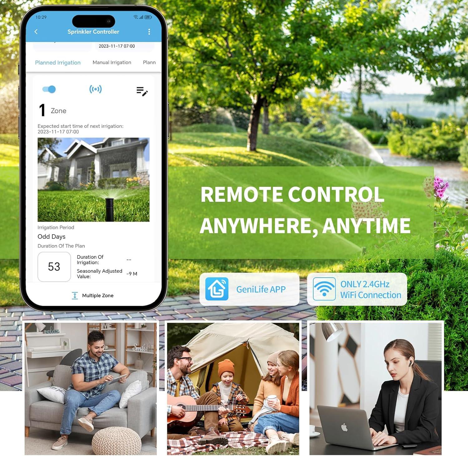 8 Zones WiFi Smart Sprinkler Controller, Briidea Automatic Irrigation Controllers with Customized Watering Schedule & Seasonal Adjustment, Save Water and Keep Your Plants Thrive - briidea