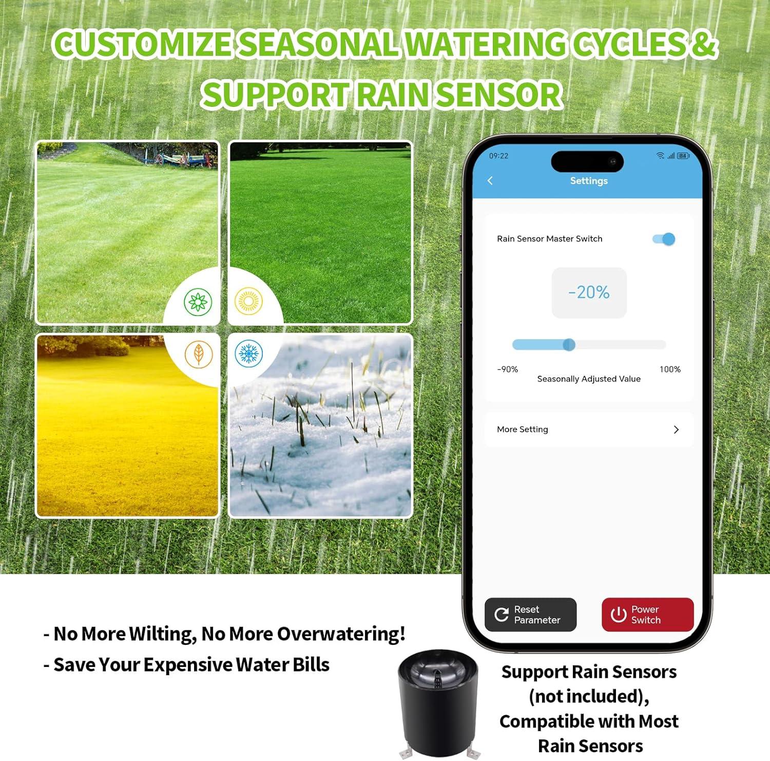 8 Zones WiFi Smart Sprinkler Controller, Briidea Automatic Irrigation Controllers with Customized Watering Schedule & Seasonal Adjustment, Save Water and Keep Your Plants Thrive