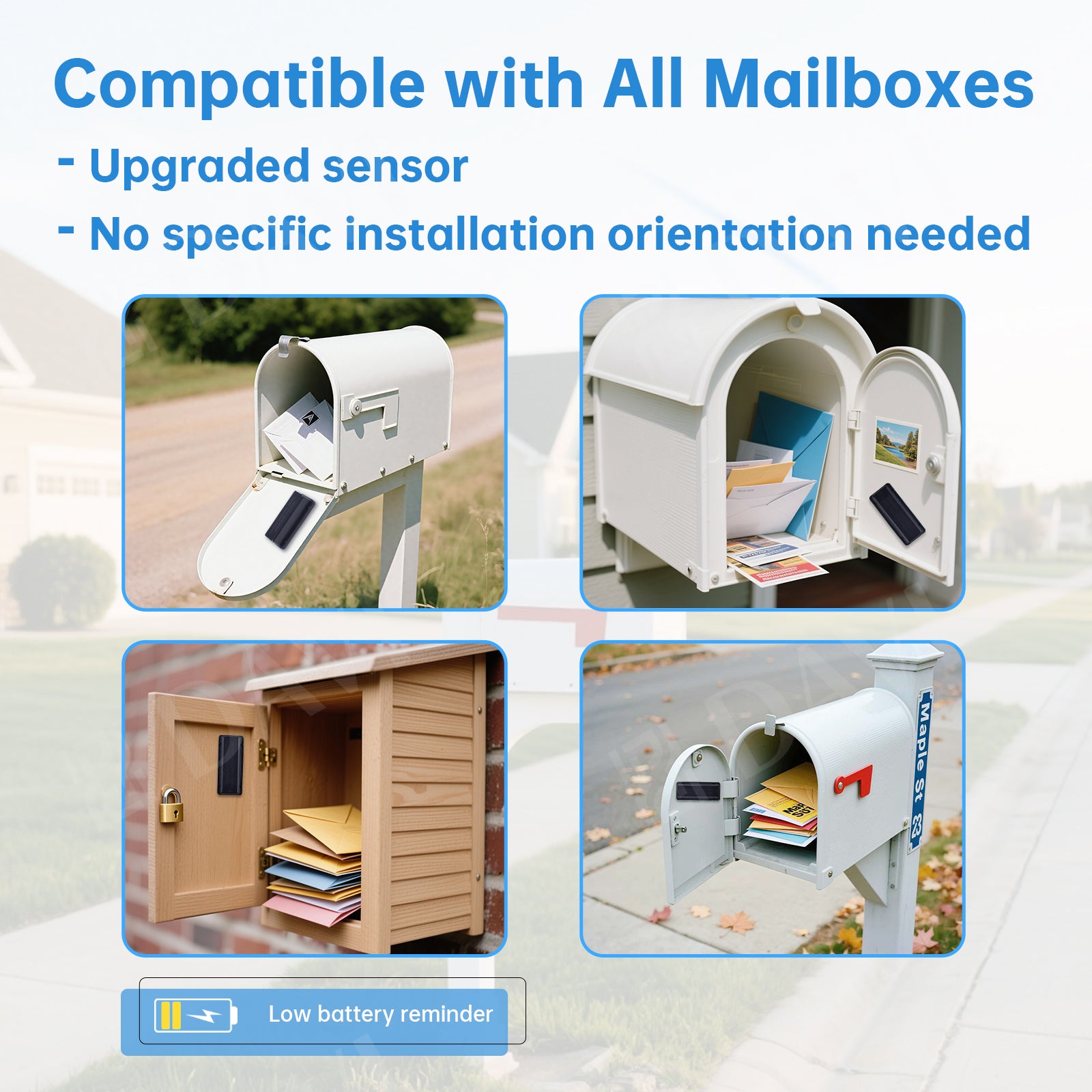 Briidea WiFi Mailbox Alert with LoRa Technology Up to 1200ft Long Rang ...