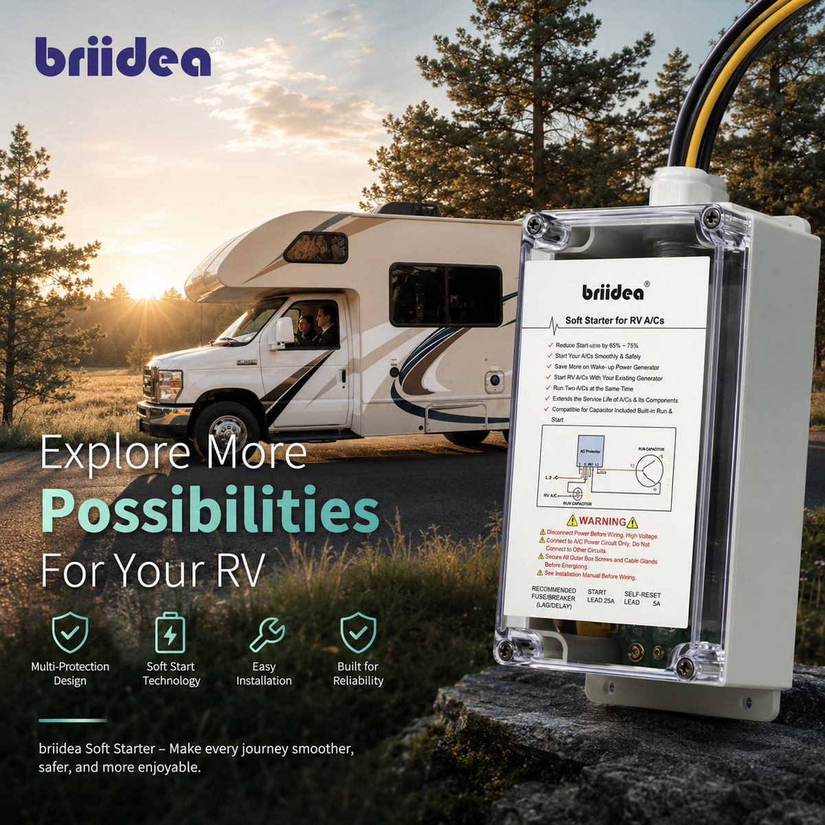 Soft Start for RV Air Conditioner, Briidea Soft Starter for RV Enables ...