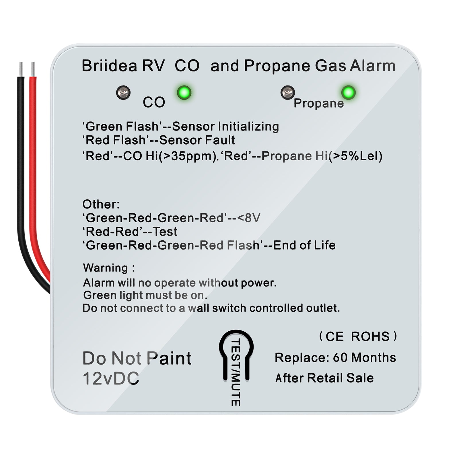 [New Generation]RV Carbon Monoxide &amp; Propane Gas Alarm, Dual LP/CO Ala ...
