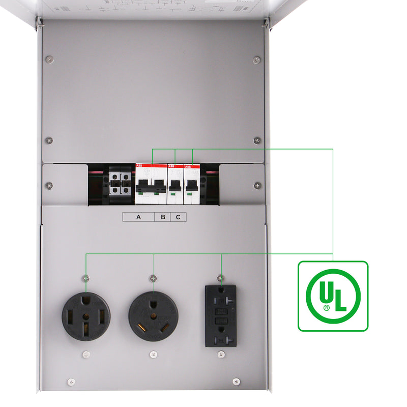 Temporary Power Outlet Panel, Briidea RV Panel Outlet with a 20, 30, 50 Amp Receptacle Installed, Prewired, Weatherproof
