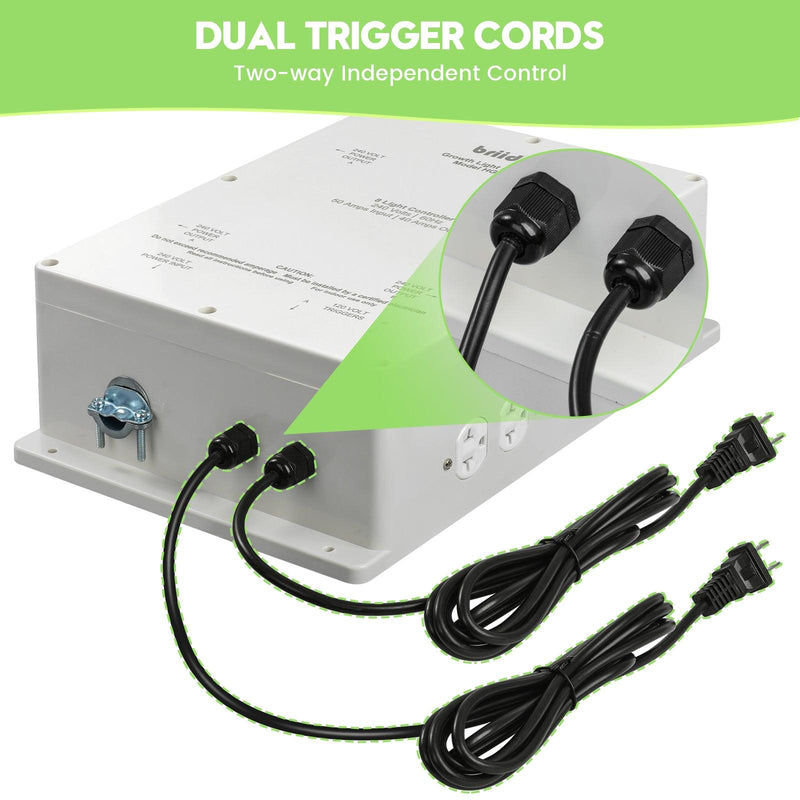 8-Light Controller, Briidea Lighting Relay Ballast Grow Light Controller 8000W 240V with Dual Trigger Cords