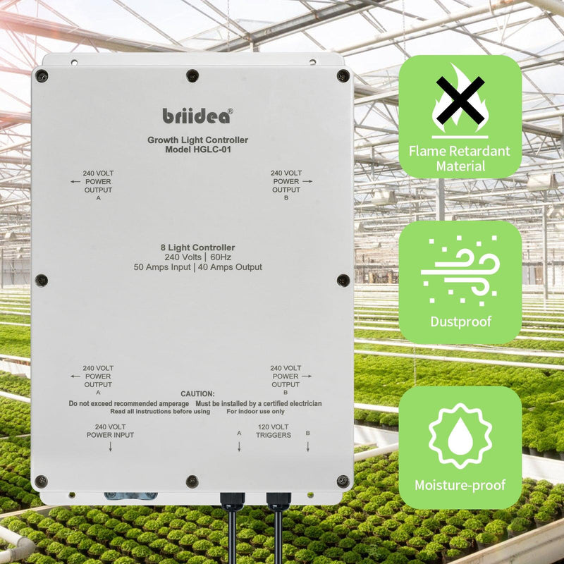 8-Light Controller, Briidea Lighting Relay Ballast Grow Light Controller 8000W 240V with Dual Trigger Cords