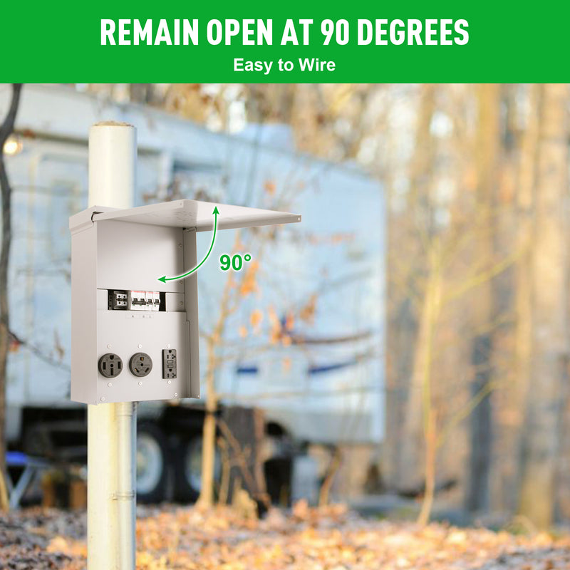 Temporary Power Outlet Panel, Briidea RV Panel Outlet with a 20, 30, 50 Amp Receptacle Installed, Prewired, Weatherproof