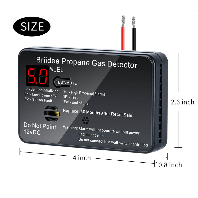 Briidea RV Propane Alarm, Propane Gas Detector with 85dB Loud Alarm, 12 VDC