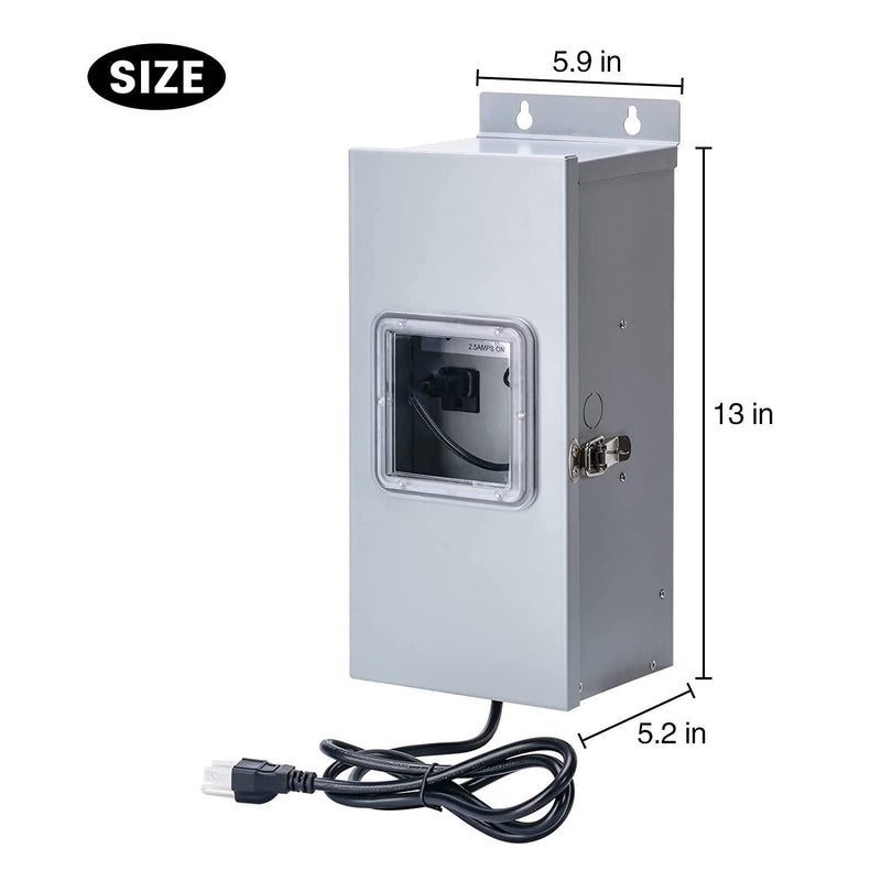 300W Multi-Tap Low Voltage Transformer for Landscape Lighting, Briidea Outdoor Transformer Convert 120V AC to 12V/13V/14V/15V AC, Heavy-Duty Stainless Steel Shield