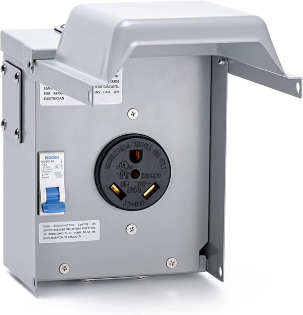briidea 30 Amp Temporary RV Power Outlet with Breaker, Outdoor Breaker Box with NEMA 3R Waterproof Enclosure, Prewired, Five Pre-Reserving Holes for Easy Installation