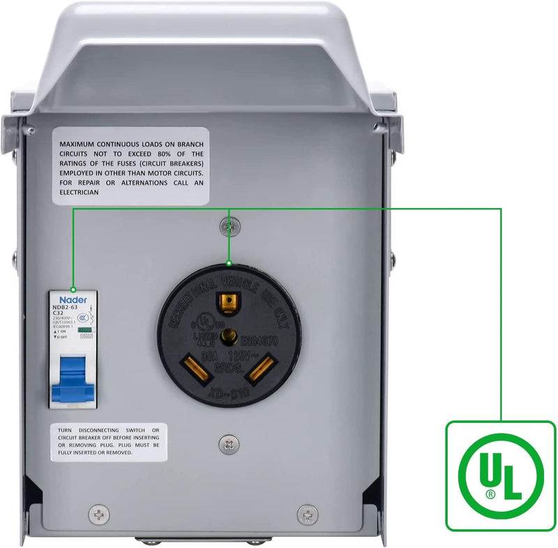 briidea 30 Amp Temporary RV Power Outlet with Breaker, Outdoor Breaker Box with NEMA 3R Waterproof Enclosure, Prewired, Five Pre-Reserving Holes for Easy Installation