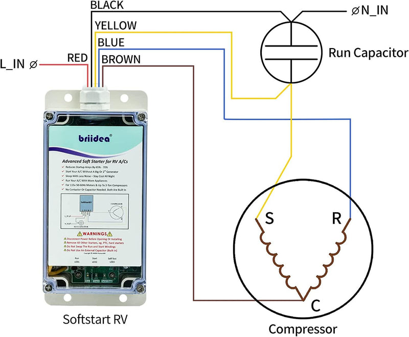 Soft Start for RV Air Conditioner, Briidea Soft Starter Enables Easy Start an A/C & Appliances on RV Power with a Small Generator