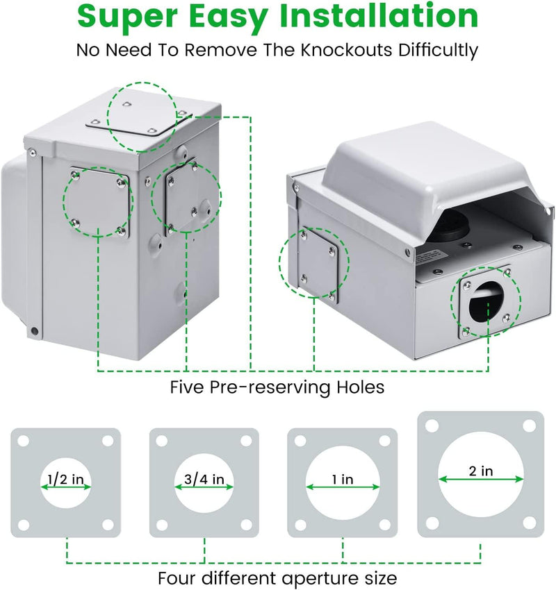 briidea 30 Amp Temporary RV Power Outlet with Breaker, Outdoor Breaker