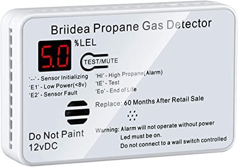 Briidea RV Propane Alarm, Propane Gas Detector with 85dB Loud Alarm, 12 VDC