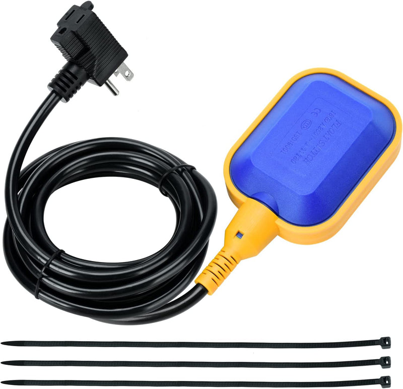 Float Switch for Sump Pump, Briidea Tethered Float Switch for Water Tank with 10ft Power Cord, 16 Amp Maximum Pump Run Current, IP 68 Waterproof, Ideal for Sewage Pool Pond