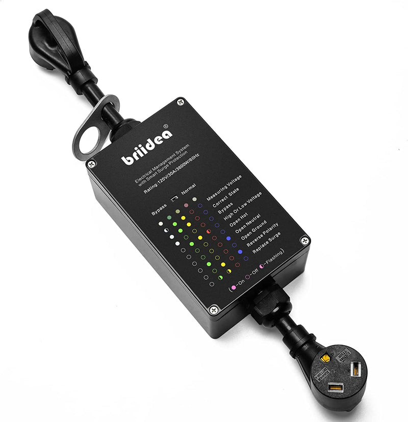 RV Surge Protector 30Amp, Briidea Camper Surge Protector, A Real Surge Protector with Doubles Service Life, Protects Your RV Appliances from High/Low Voltage & Power Surges, 4200 Joules