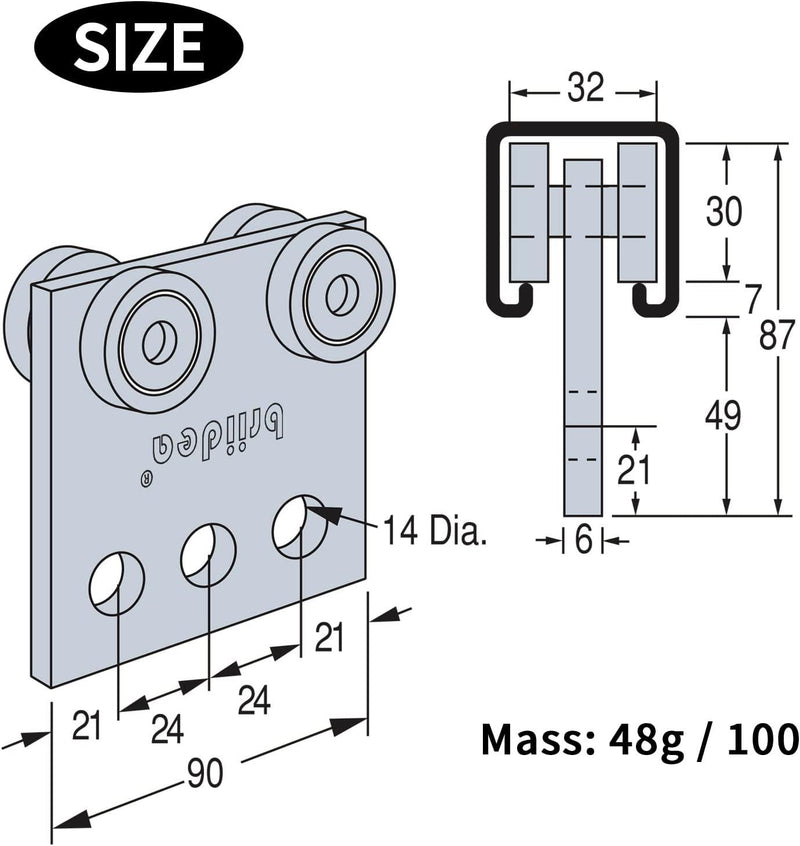 Briidea 4 Wheel Trolley Assembly Roller Trolley Firm Welding Compatible with Unistrut P1000, P1001, P5000, P5001, P5500, P5501 and All 1-5/8" Channel or Taller Strut Channel (Pack of 2)