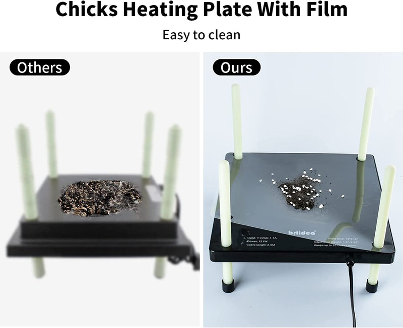 Chicks Heating Plate, Briidea 12'' *12'' Chick Brooders with Adjustable Height, Keeps Up to 20 Chicks Warm, 48W, Black