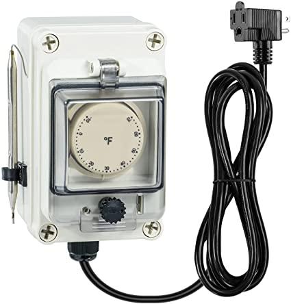De-Icer Controller, Briidea De-Ice Control Box Automatically Turn On and Off Your 120V De-Icer, Adjustable Temperature Settings for Dock Pond Lake