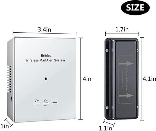 Mailbox Alarm, Briidea 500ft Wireless Mailbox Alert with LED Light Flashing and Sound Reminders