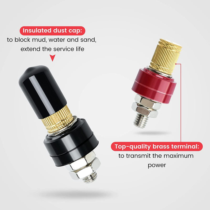Battery Jump Post, Briidea Battery Remote Charging Tool Jumper Terminals Relocation Kit Work for UTV ATV Car Trucks RV Tractor Boat
