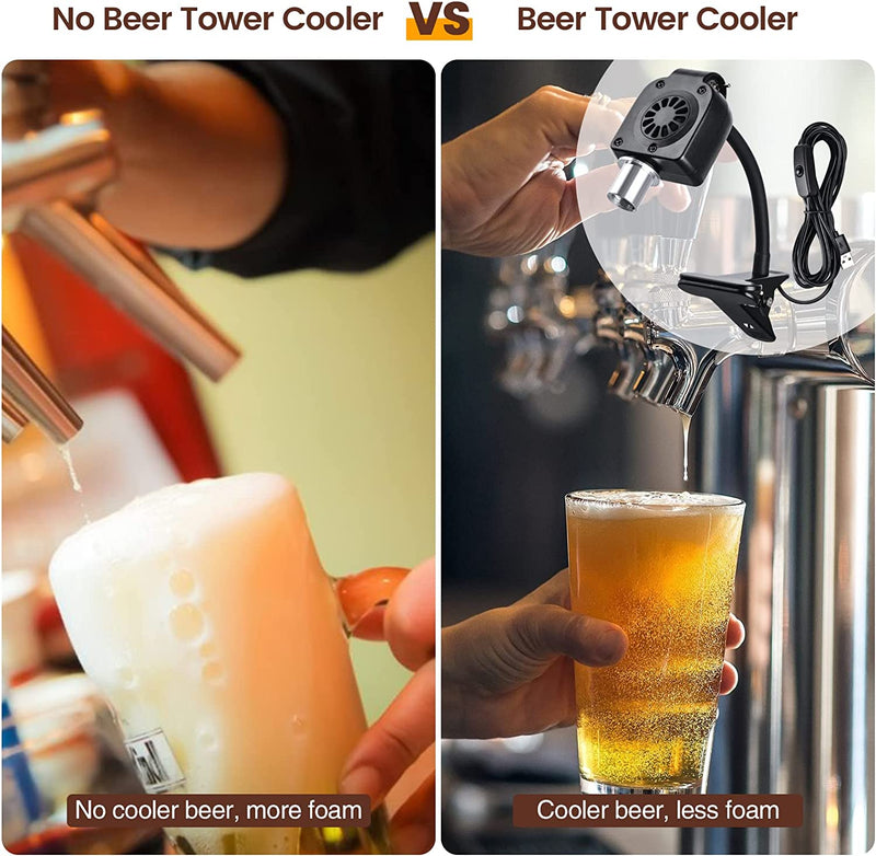 Beer Tower Cooler, briidea Kegerator Tower Cooler with 1/2'' hose and blower, 5V, Noise-free