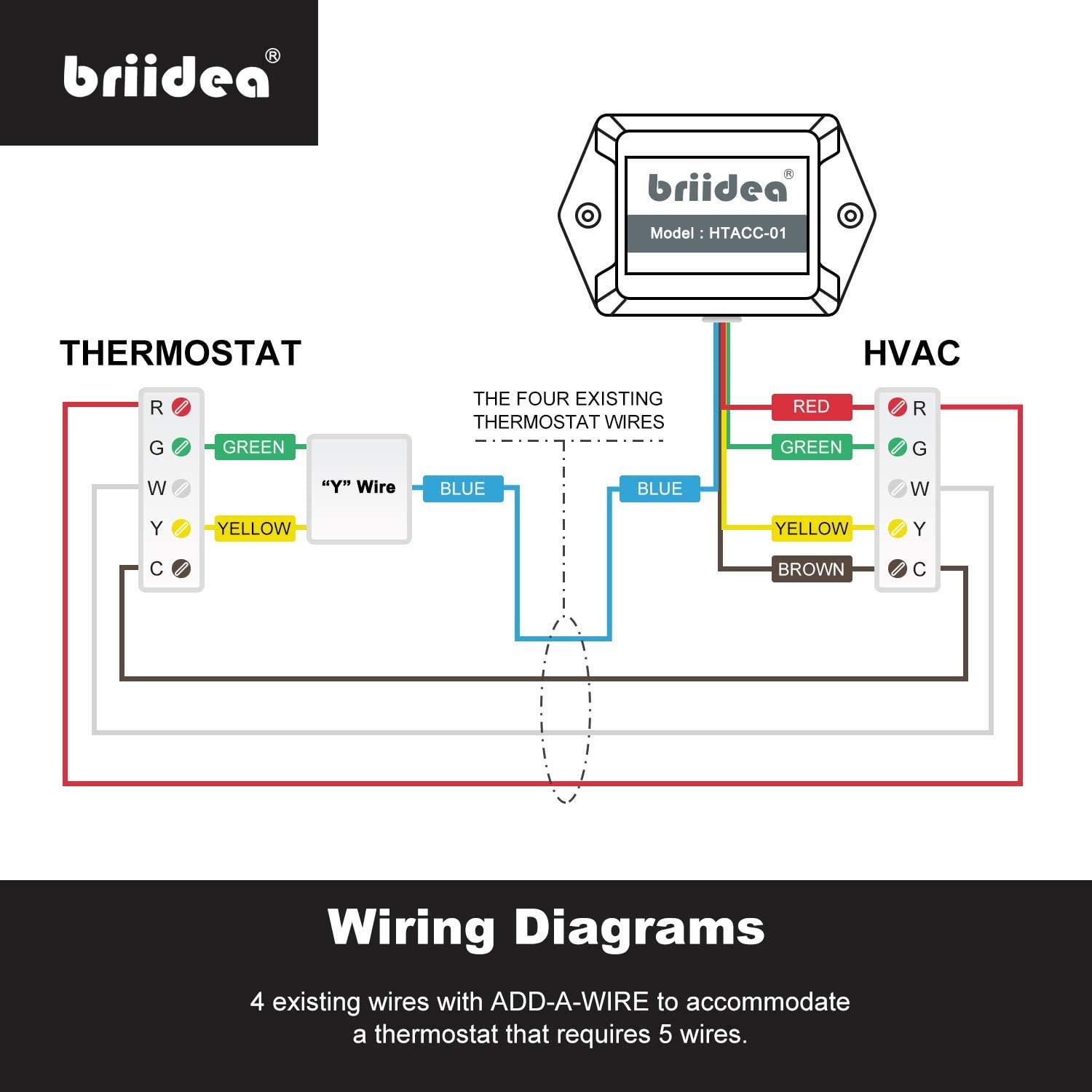 Add-A-Wire Accessory, Briidea Common Wire Kit for All 24VAC Thermostats (4 to 5 Wires), White