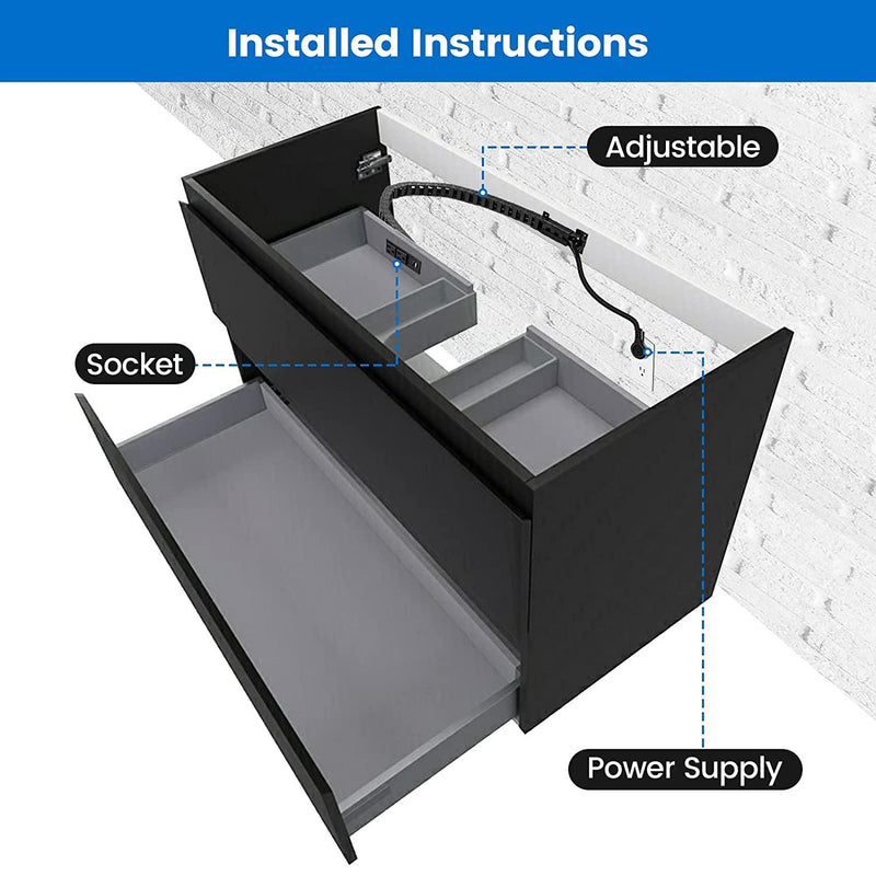 Briidea Drawer Outlet Kit with Two 15Amp AC Outlets, a Necessary Storage Assistant for Bathroom, Bedroom, Kitchen