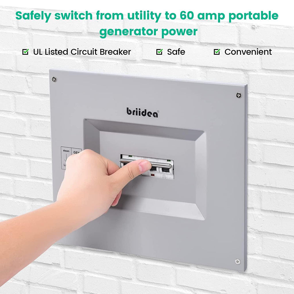 Transfer Panel (60A/60A), Briidea Transfer Switch for Portable Generat