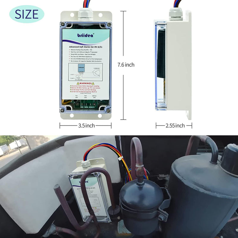 Soft Start for RV Air Conditioner, Briidea Soft Starter Enables Easy Start an A/C & Appliances on RV Power with a Small Generator