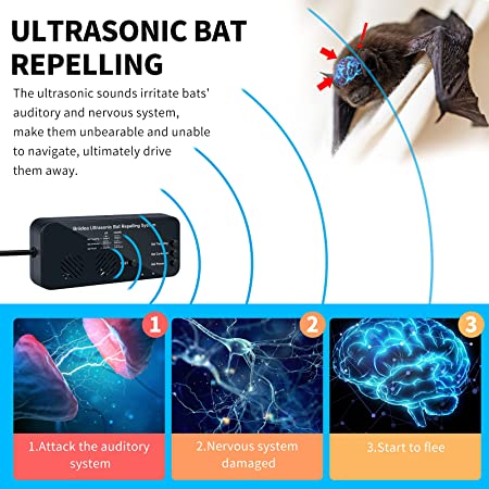 briidea Ultrasonic Bat Removal, Bat Away System, Demands Bats to Flee, Human and Pet Safe