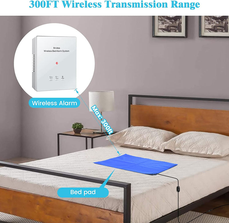 briidea Bed Alarms and Fall Prevention for Elderly with 20'' * 28'' Weight Sensing Bed Pad (Wireless Alarm Included)